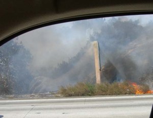 Cajon Pass on fire August 2007